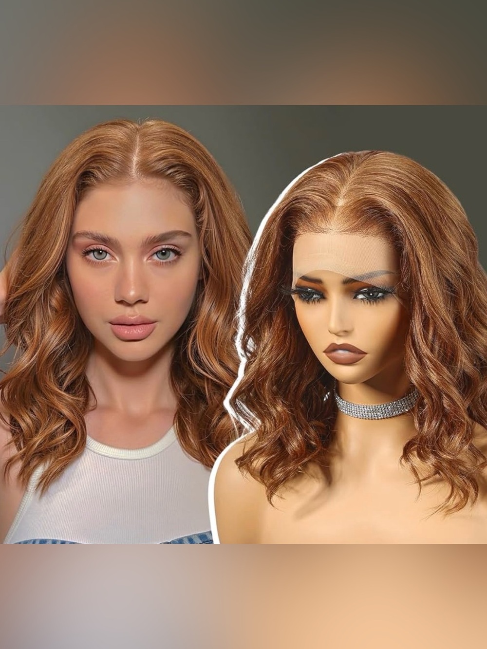 KOME brand- Chestnut Brown and ginger Lace Front Wig